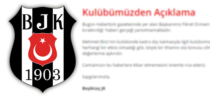 Beşiktaş'tan Ekici açıklaması